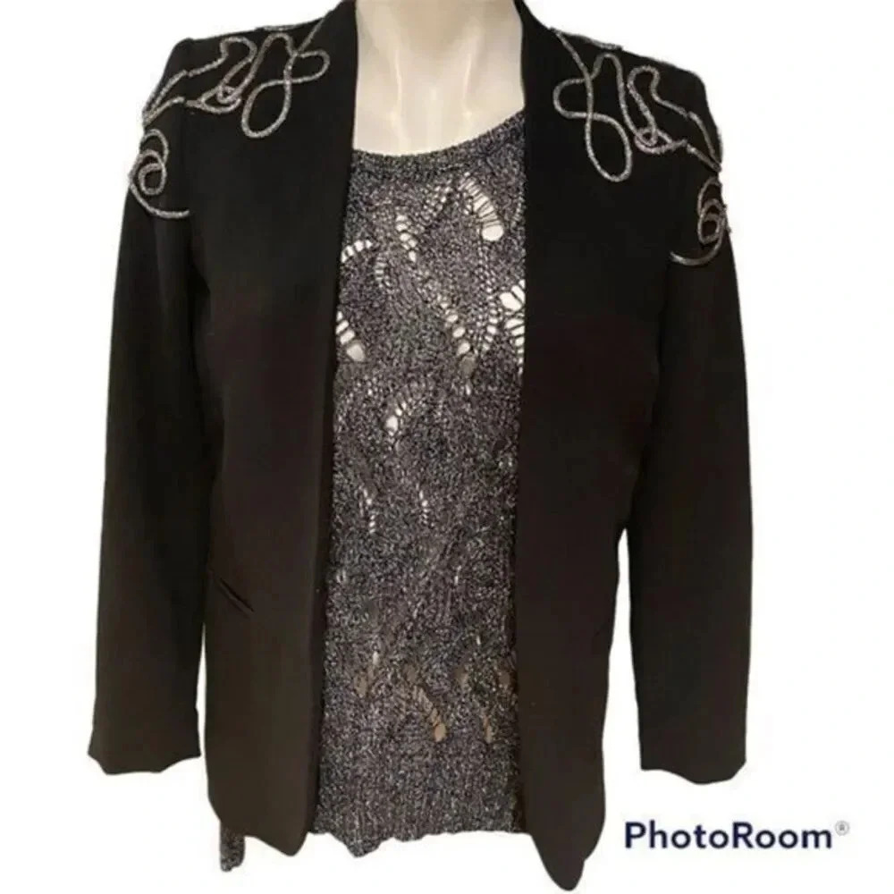 H&M Black Embellished women blazer